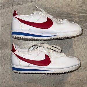 Nike White and Red Cortez Sneakers